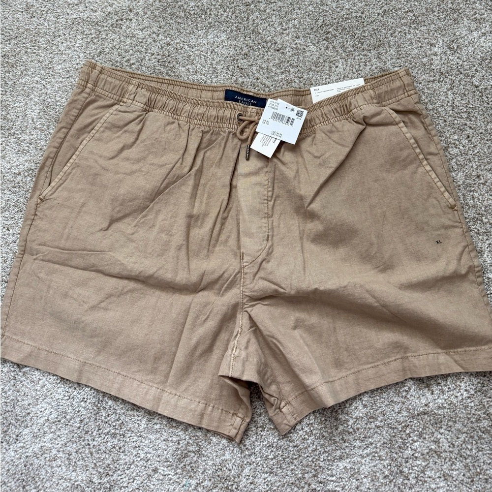 American Eagle Tan Flat Front Shorts Lightweight Casual